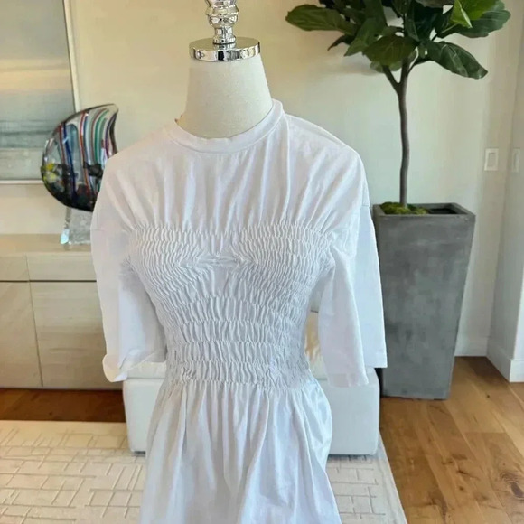 Stella McCartney White Smocked Cotton T-Shirt Size 40 - Picture 4 of 10